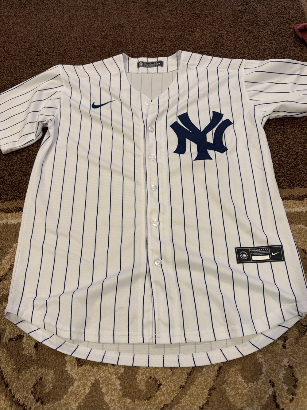 New York Yankees White with Navy Pinstripe Baseball Jersey